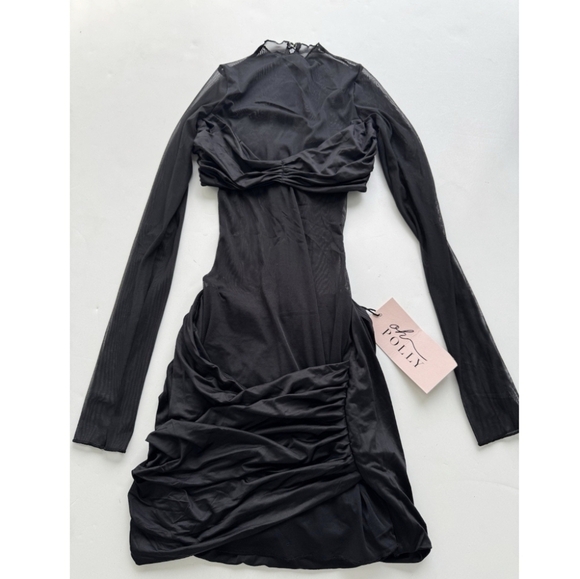 Oh Polly Essie Sheer Panelled Long Sleeve Mini Dress in Black Size 0 NWT! - Picture 3 of 10